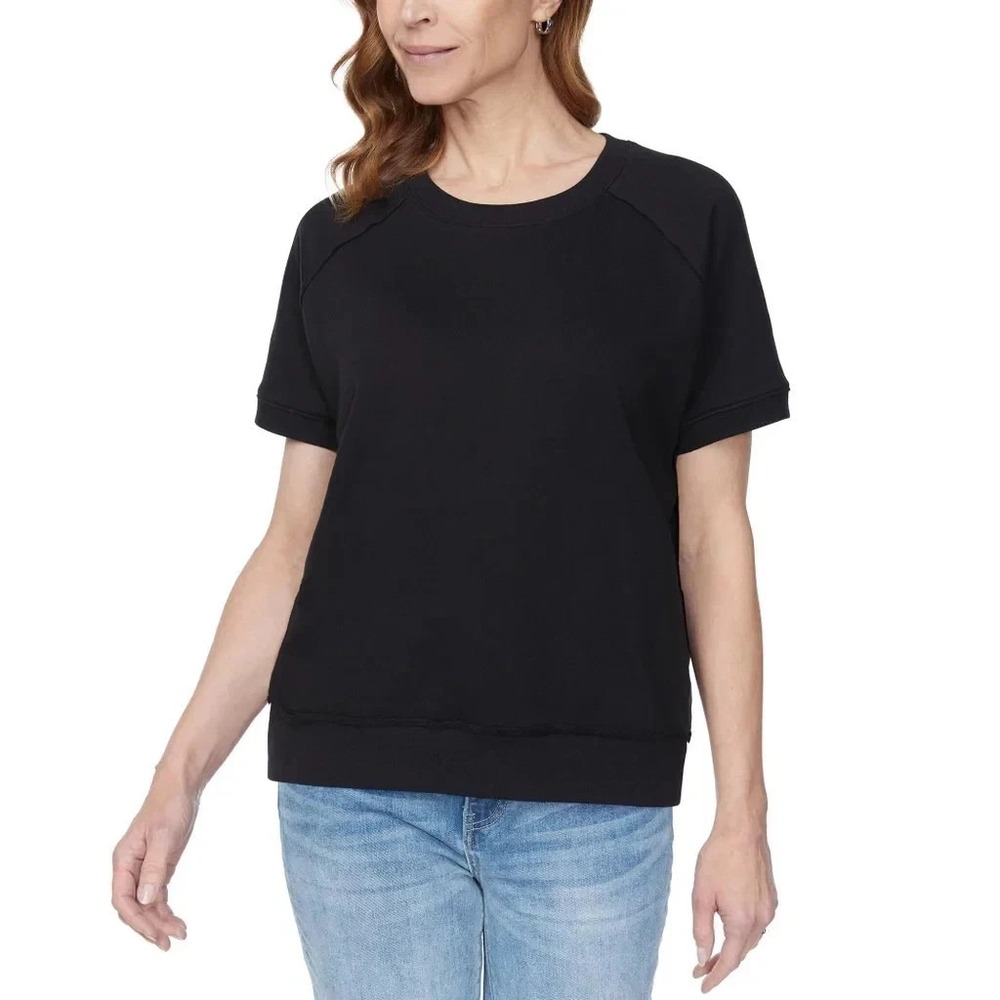 Buffalo Women's Effortless Essential Super Soft Terry Top, Black, Medium, New